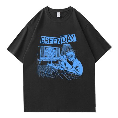 欧美摇滚怀旧复古Green Day绿日乐队男士短袖T恤夏季2026新款纯棉