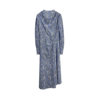 Lonslan 2026自制早春新品慵懒风复古印花中长款碎花连衣裙女清新