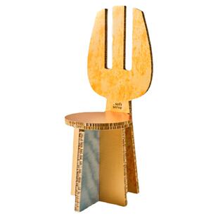 SoftServe柔软供应 刀叉椅子造型纸质边桌瓦楞纸家具个性设计茶几