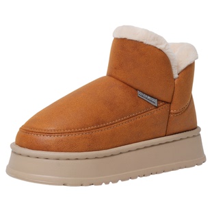 冬季加绒加厚保暖雪地鞋高包跟棉拖鞋男女款防滑厚底居家外穿棉鞋