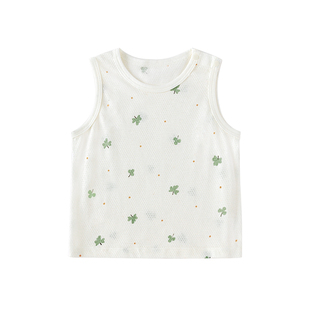 babylove婴儿背心夏季纯棉网眼清新透气宝宝无袖t恤打底上衣夏装