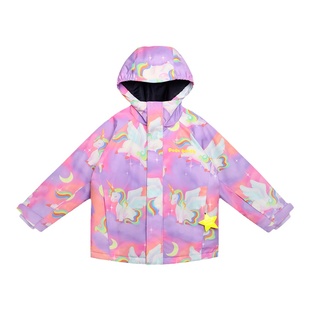 pocoblush原创设计梦幻飞马印花加厚保暖滑雪服女童户外防水套装