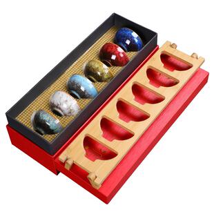 六色茶杯套装6只功夫茶品茗杯办公室喝茶茶碗建盏茶具陶瓷主人杯