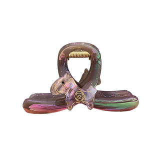 细闪渐变紫色小马抓夹女2026新款发量少发抓后脑勺半扎发鲨鱼夹子