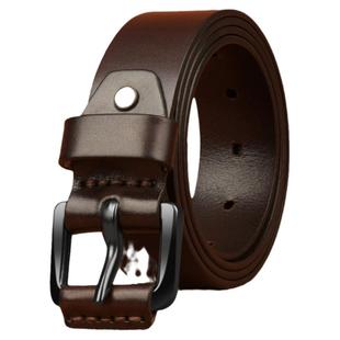 JEEP SPIRIT头层纯牛皮男士皮带真皮针扣休闲牛皮腰带复古青年裤