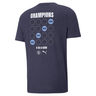 曼城23/24赛季英超四冠王纪念T恤PUMA彪马冠军纪念T恤短袖