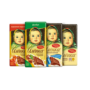 Alenka爱莲巧俄罗斯进口榛子夹心巧克力纯可可大头娃娃经典排块