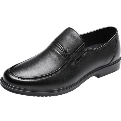 红蜻蜓加绒真皮休闲皮鞋爸爸鞋