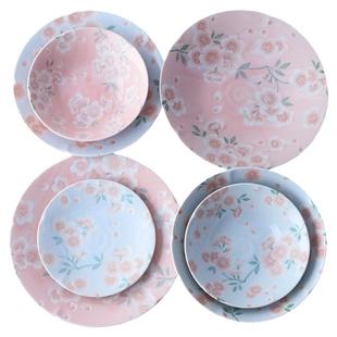 日本进口美浓烧陶瓷碗蘸酱碟水果盘子汤面碗饭碗日式樱花创意餐具