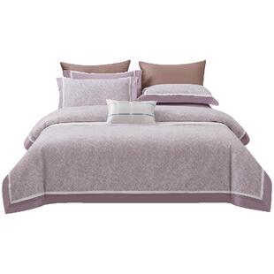 富丽真金家纺四件套新疆全棉纯棉被套床单清新纹理四季床上用品