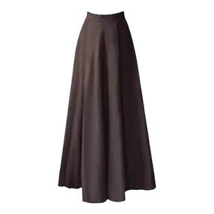 咖色百褶裙大码胖mm显瘦遮肚a字裙春季2026新款长裙伯克利半裙子