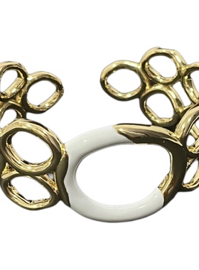 镂空圆形涟漪开口手镯珐琅滴釉欧美拼色复古手镯