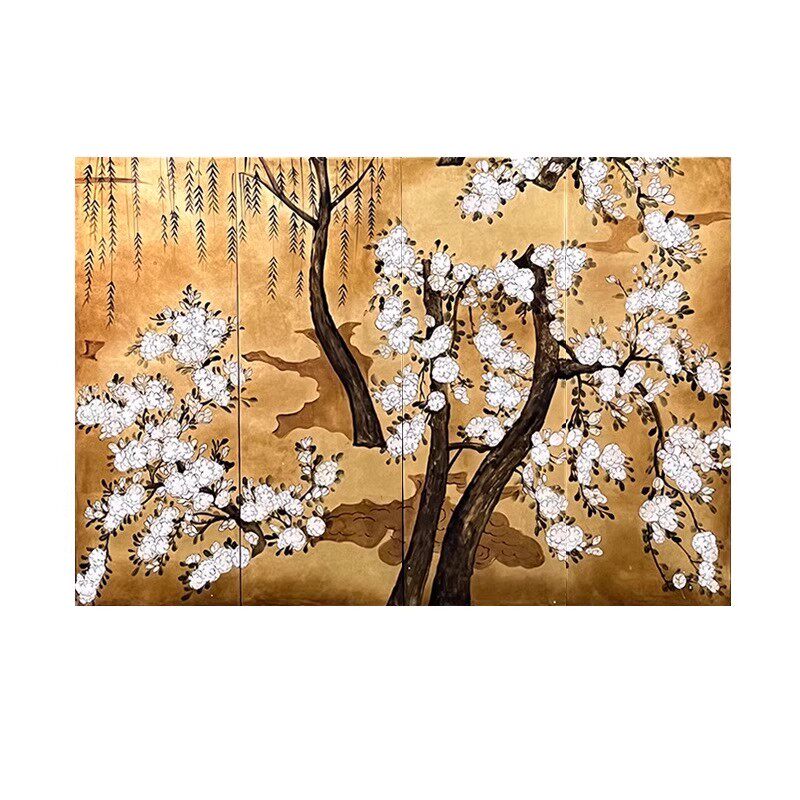 挂屏金箔手绘新中式梅花图