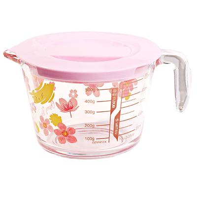 玻璃量杯耐高温带盖刻度牛奶杯