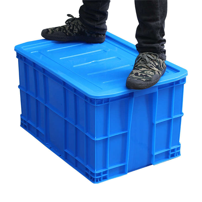 周转箱塑料箱加厚货架盒带盖塑胶箱红黄蓝色物料盒大号收纳储物箱