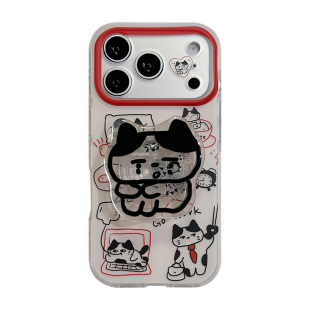 趣味加班小猫咪适用苹果18promax手机壳iphone17保护套18pro硅胶16新款15高级感好看硅胶防摔全包带支架女软p
