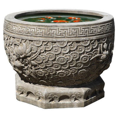 石雕鱼缸花盆仿古黄旧门海户外庭院石水槽水缸定做花岗岩招财摆件