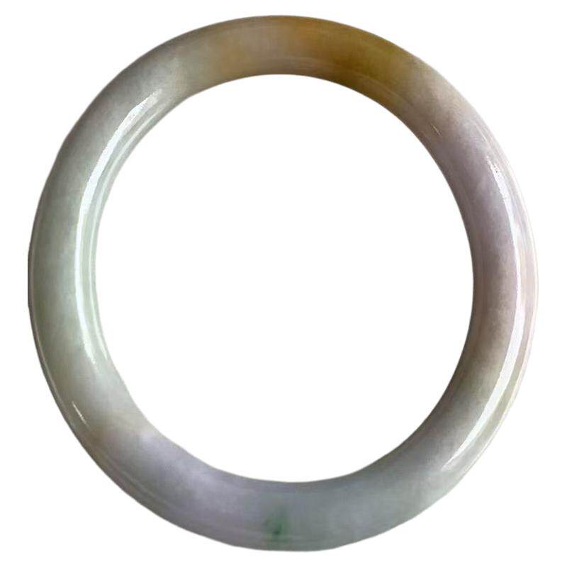 缅甸A货手镯黄翡绿飘花51.3mm