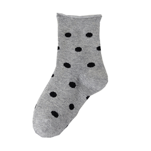 儿童袜子春秋季复古波点中筒袜秋天圆点棉袜男女童韩版卷边松口袜