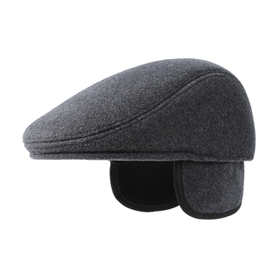 中老年人羊毛前进帽男士帽子秋冬季鸭舌帽爸爸爷爷冬天护耳老头帽
