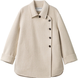 【播奥莱】播新年红短款羊毛呢大衣女冬宽松显瘦外套BDR4AD3713