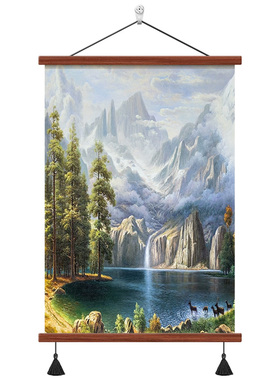 中式聚宝盆山水画挂画
