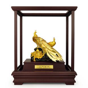 金箔摆件富贵吉祥孔雀轻奢新婚结婚礼物高档新房客厅玄关酒柜装饰