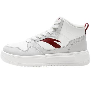 安踏女鞋高帮板鞋女2025冬季新款潮流酒红色增高小白鞋休闲运动鞋