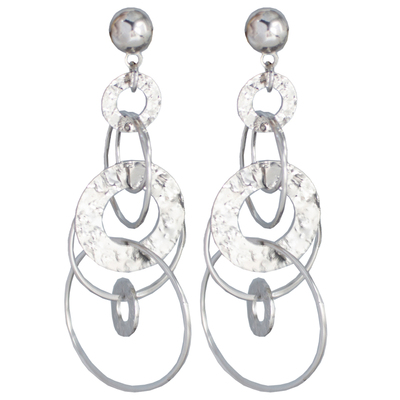 港风几何圆环无耳洞流苏耳环