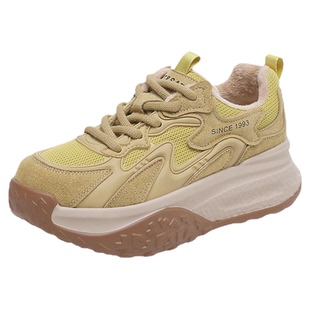 星期六加绒德训鞋女款2025新款秋冬季爆款厚底老爹鞋阿甘运动鞋子