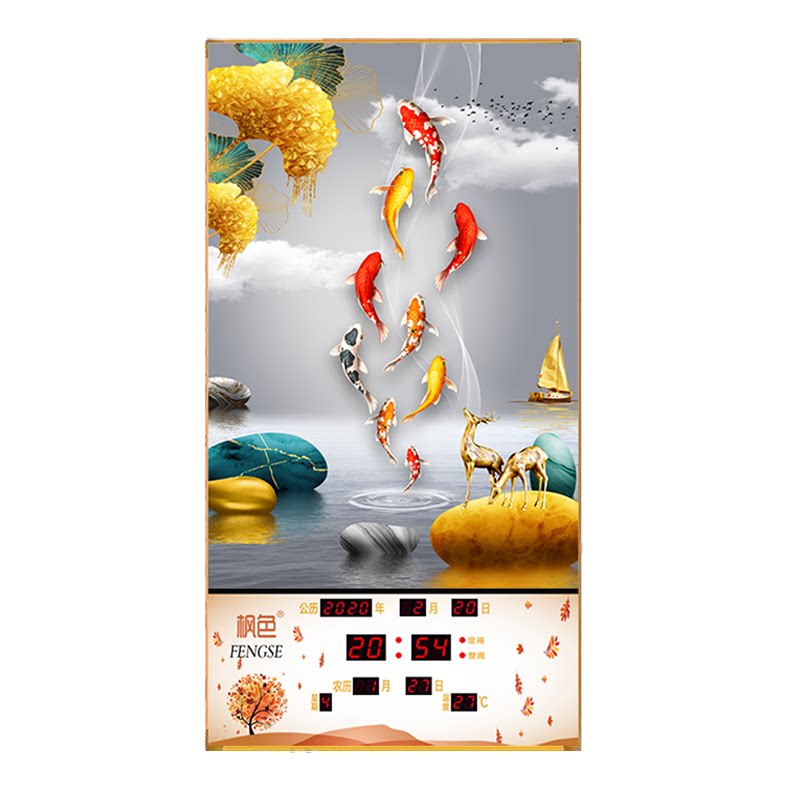 轻奢新竖版万年历玄关装饰画客厅