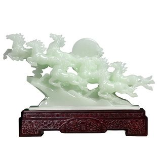 玉石八骏马到成功马摆件客厅装饰品老板办公室高端大气生肖吉祥物