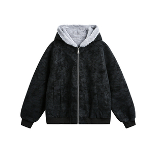 lemanism美式潮流荔枝软皮连帽座山雕棉服男2025新款情侣保暖外套