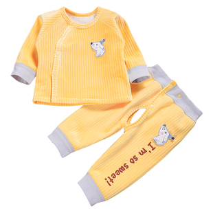 婴幼儿保暖套装宝宝加绒亲肤秋衣分体套装新生儿保温睡衣男宝女宝