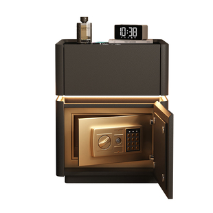 智能实木床头柜保险箱一体家用卧室床头柜高级感轻奢小型保险柜