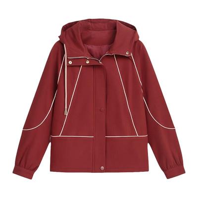 采多宝大码女装胖mm2025冬季新款加绒加厚防风插肩袖连帽风衣外套