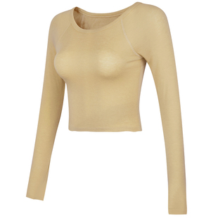 健身女孩莱赛尔羊毛瑜伽服长袖短款普拉提训练跑步运动上衣秋冬