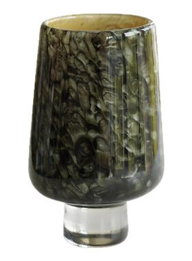 中古孔雀绿高脚水养琉璃花瓶摆件