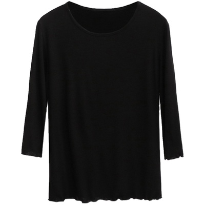 七分袖韩版薄款螺纹莫代尔女