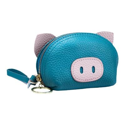 可爱小猪零钱包手拿真皮小包