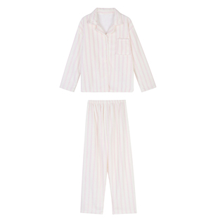 JoyceBra  冬季新款条纹珊瑚绒睡衣套装女加厚保暖长袖翻领家居服