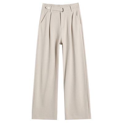 毛呢西装裤女灰色秋冬新款加绒