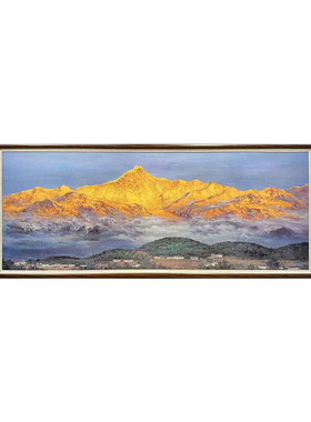 梅里金山装饰画办公室背有靠山风景挂画背景墙客厅壁画家居饰品