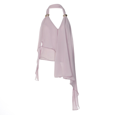 辣妹挂脖吊带御姐露背雪纺上衣女