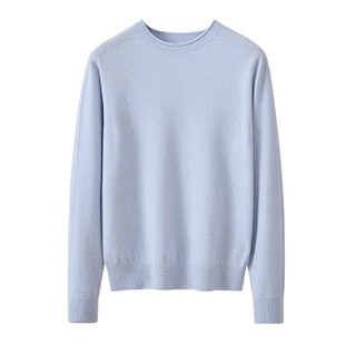 春竹无缝100%绵羊毛2025秋冬新款卷边圆领纯色减龄打底衫女羊毛衫