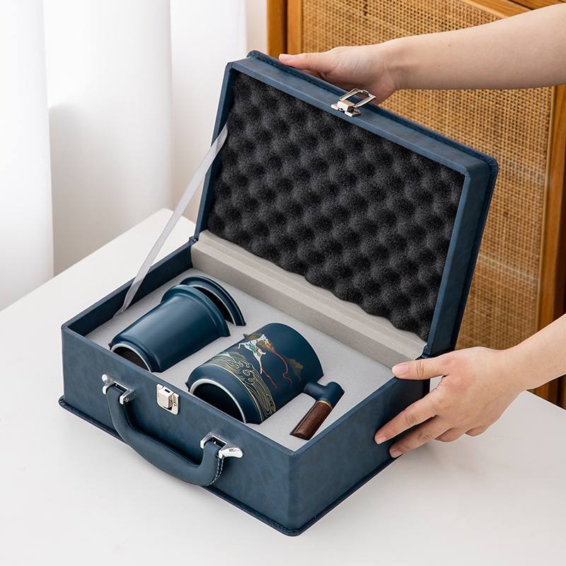 马克杯家用高档陶瓷茶杯带盖分离杯水大容量伴茶水杯手国办公潮礼