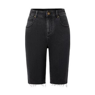 MOISSAC/摩萨克 秋季时尚黑色弹力幂式穿搭牛仔骑行裤