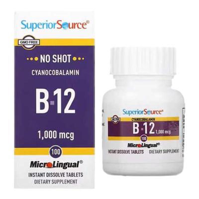现货美国Superior Source维生素B12甲钴胺1000mcg60粒营养神经