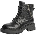 百丽靴子英伦风马丁靴女新款厚底皱皮复古加绒保暖短靴B9N1DDD4