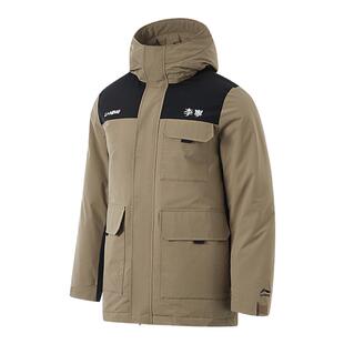 李宁火锅羽绒服男冬季中长款鸭绒保暖防风防泼水时尚连帽羽绒外套